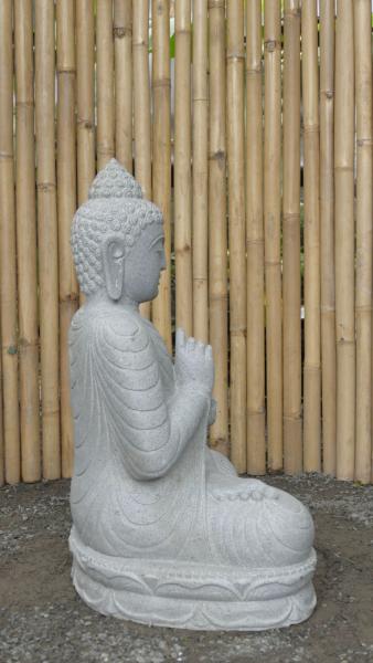Product image 6 of the product “Seated Buddha made of Riverstone in Dharmachakra gesture of wheel of the teaching of the Dharma, H. 79cm. ”
